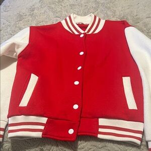 Red and White Kids Varsity Jacket